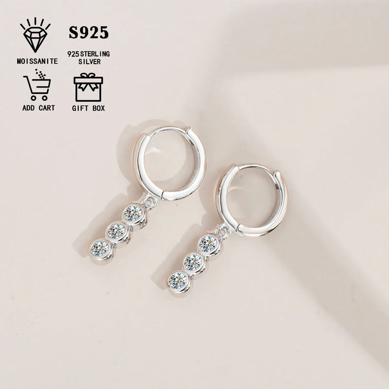 Sterling Silver S925 1.2ct Moissanite Round Stud Earrings For Women