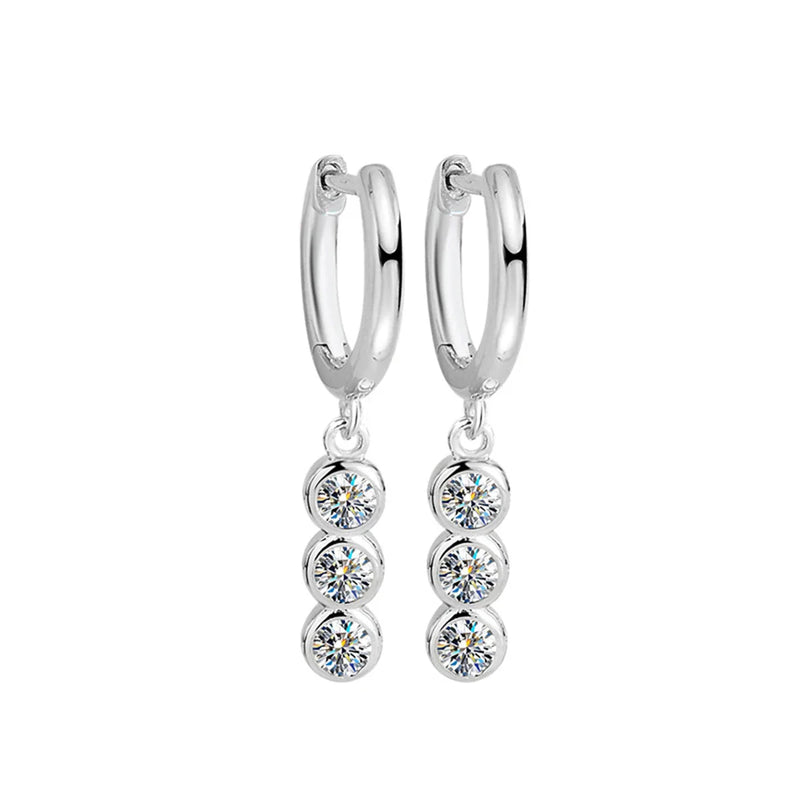 Sterling Silver S925 1.2ct Moissanite Round Stud Earrings For Women