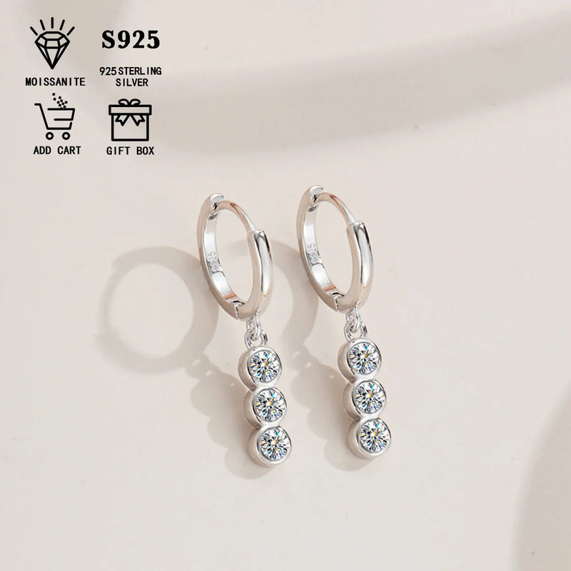 Sterling Silver S925 1.2ct Moissanite Round Stud Earrings For Women