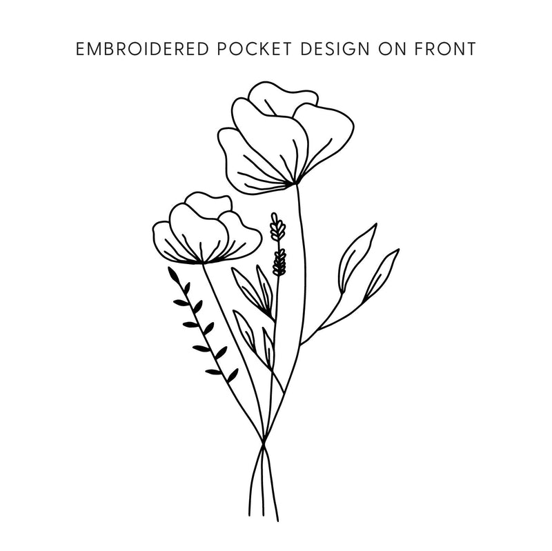 Embroidered Pocket Flowers on Front w/ Printed Still Growing on Back - Comfort Colors Tee