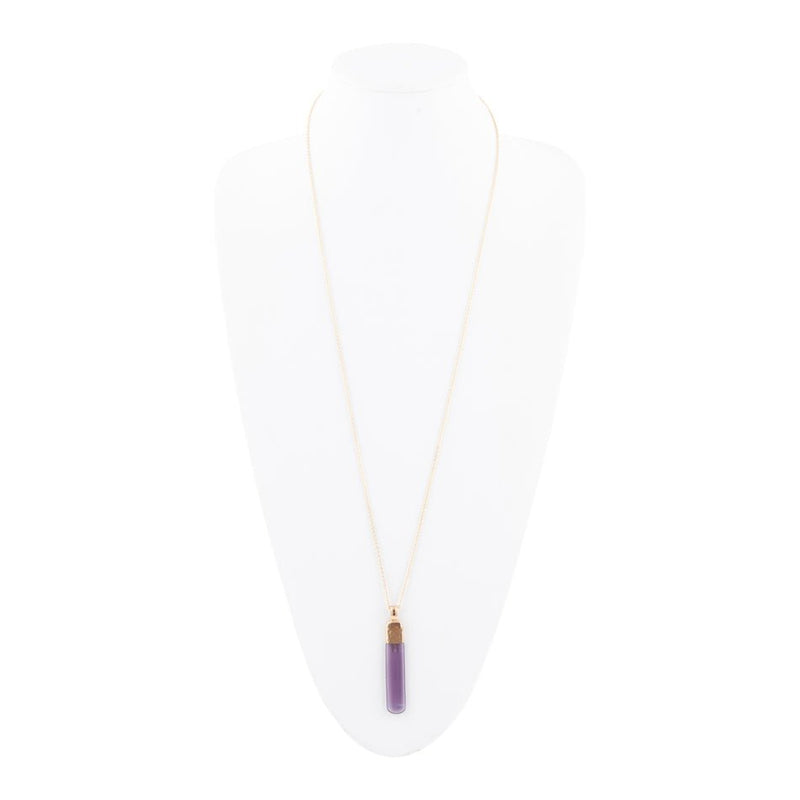 Straightaway Purple Amethyst Golden Necklace