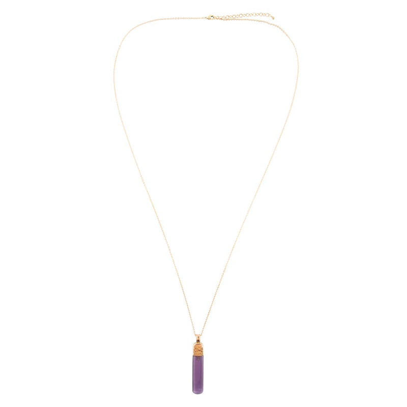 Straightaway Purple Amethyst Golden Necklace