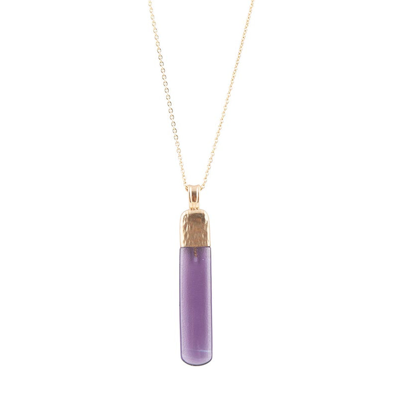 Straightaway Purple Amethyst Golden Necklace