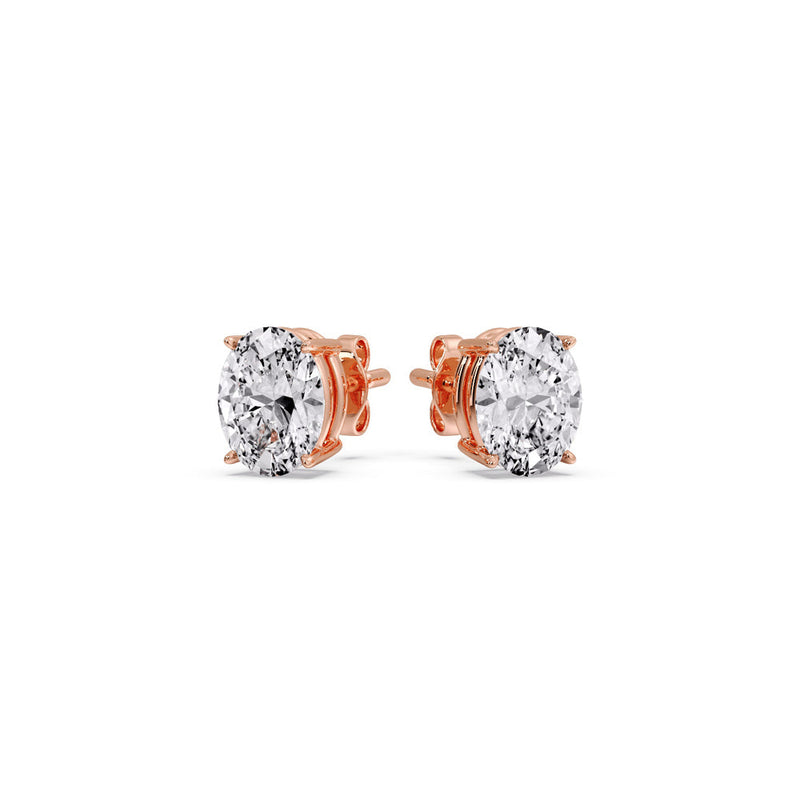 Classic Four Prong Oval Diamond Solitaire Stud Earrings (1.00 Ct - 10.00 Ct)