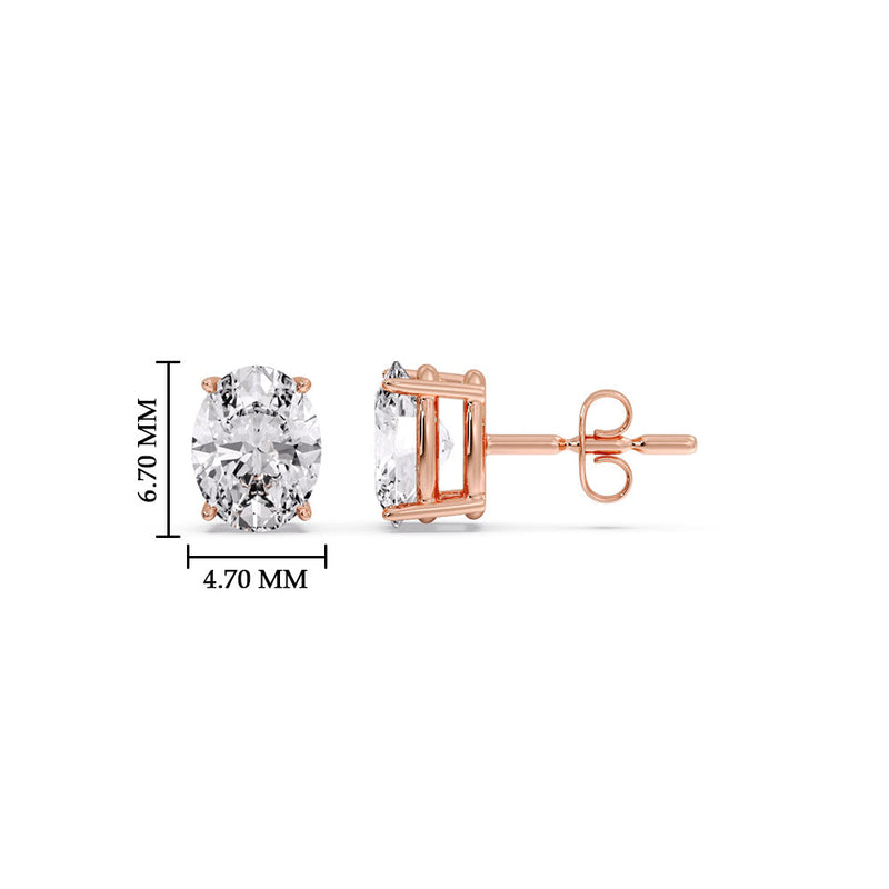 Classic Four Prong Oval Diamond Solitaire Stud Earrings (1.00 Ct - 10.00 Ct)