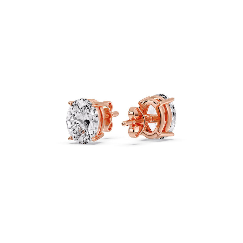 Classic Four Prong Oval Diamond Solitaire Stud Earrings (1.00 Ct - 10.00 Ct)