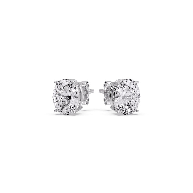 Classic Four Prong Oval Diamond Solitaire Stud Earrings (1.00 Ct - 10.00 Ct)