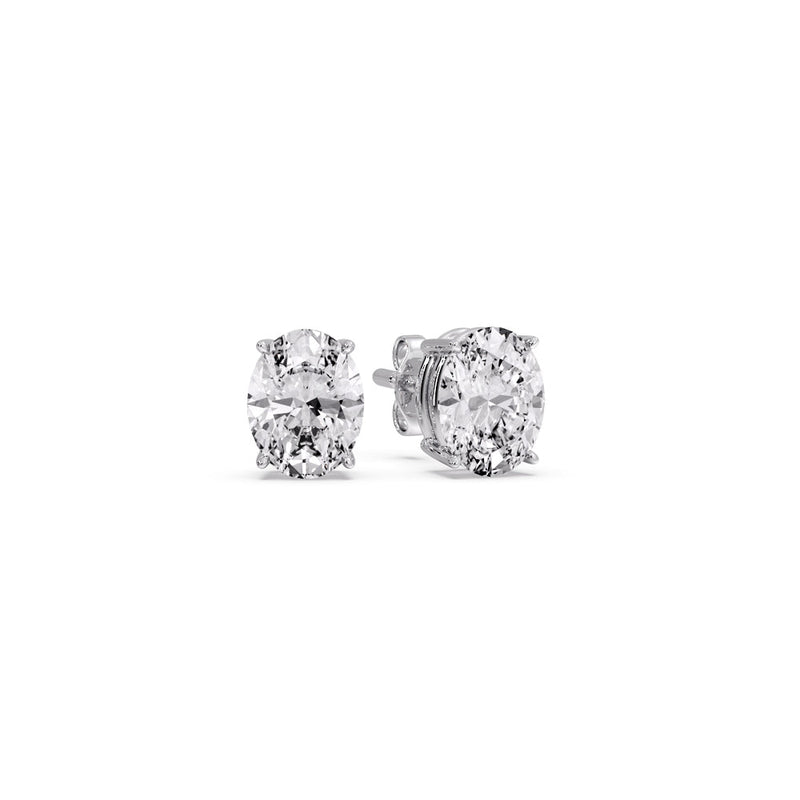 Classic Four Prong Oval Diamond Solitaire Stud Earrings (1.00 Ct - 10.00 Ct)