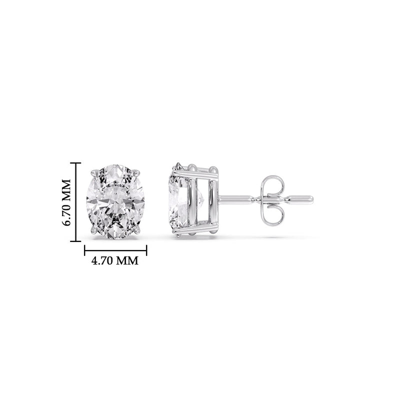 Classic Four Prong Oval Diamond Solitaire Stud Earrings (1.00 Ct - 10.00 Ct)