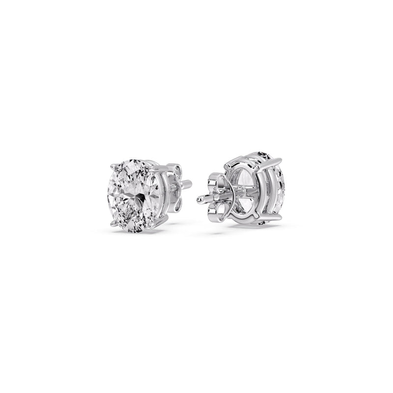 Classic Four Prong Oval Diamond Solitaire Stud Earrings (1.00 Ct - 10.00 Ct)
