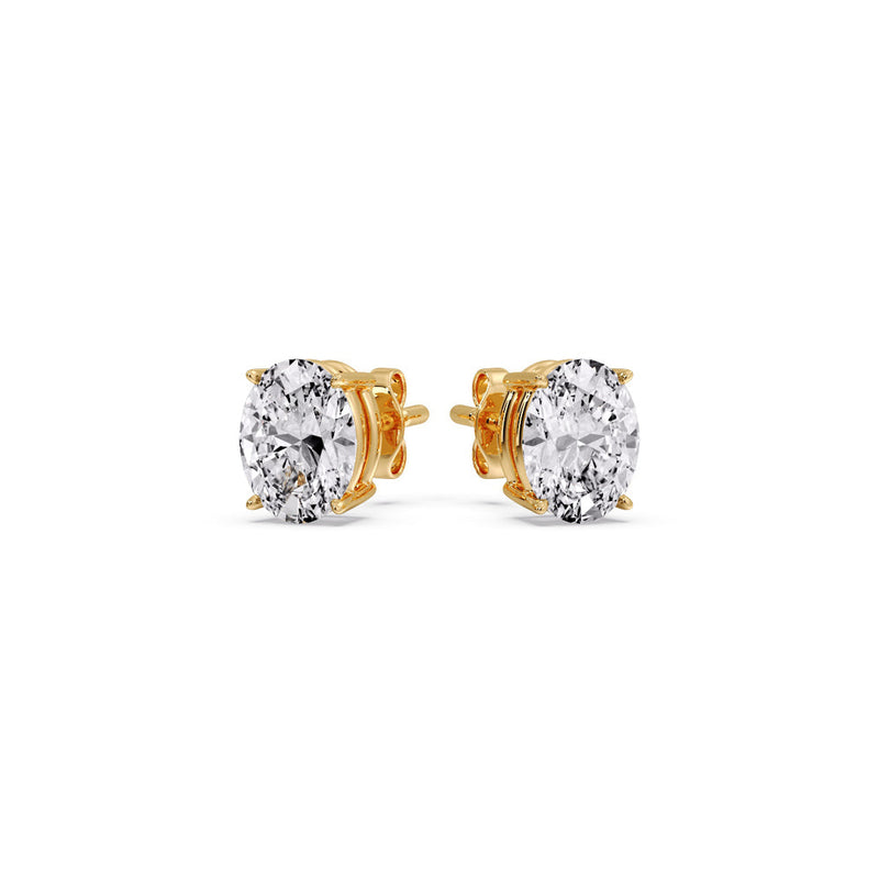 Classic Four Prong Oval Diamond Solitaire Stud Earrings (1.00 Ct - 10.00 Ct)