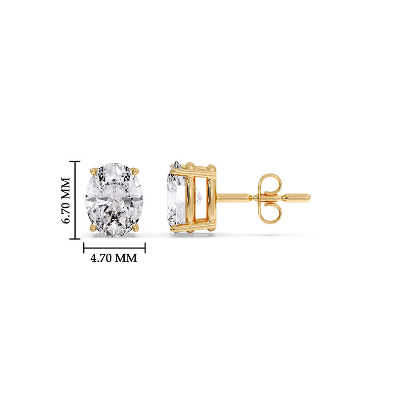 Classic Four Prong Oval Diamond Solitaire Stud Earrings (1.00 Ct - 10.00 Ct)