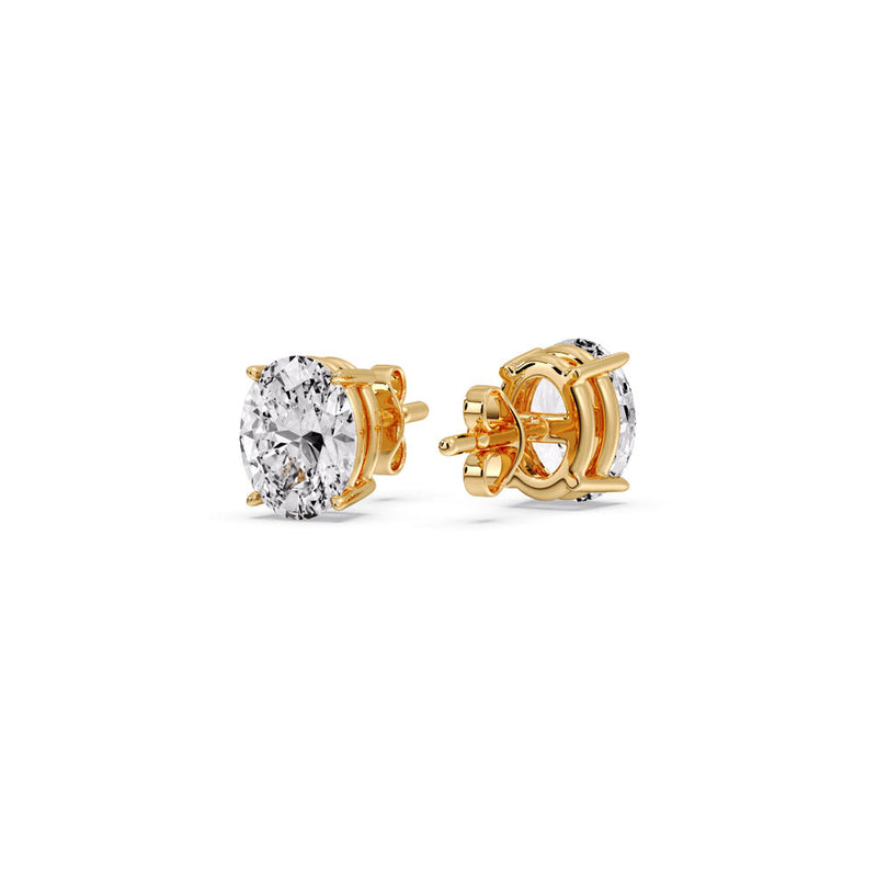 Classic Four Prong Oval Diamond Solitaire Stud Earrings (1.00 Ct - 10.00 Ct)