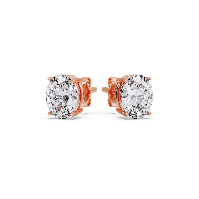 Classic Four Prong Oval Diamond Solitaire Stud Earrings (1.00 Ct - 10.00 Ct)