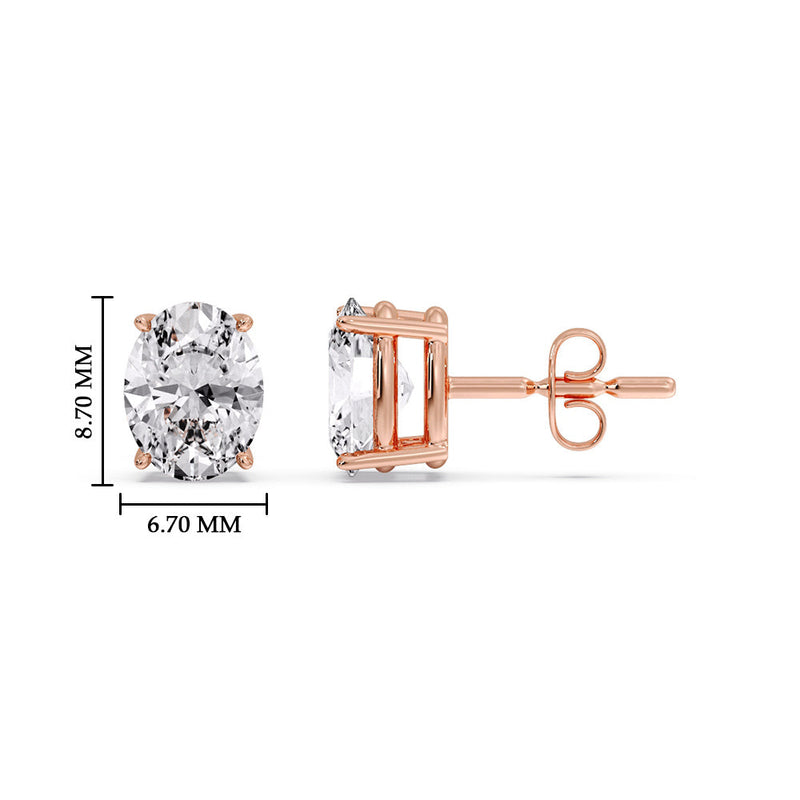 Classic Four Prong Oval Diamond Solitaire Stud Earrings (1.00 Ct - 10.00 Ct)