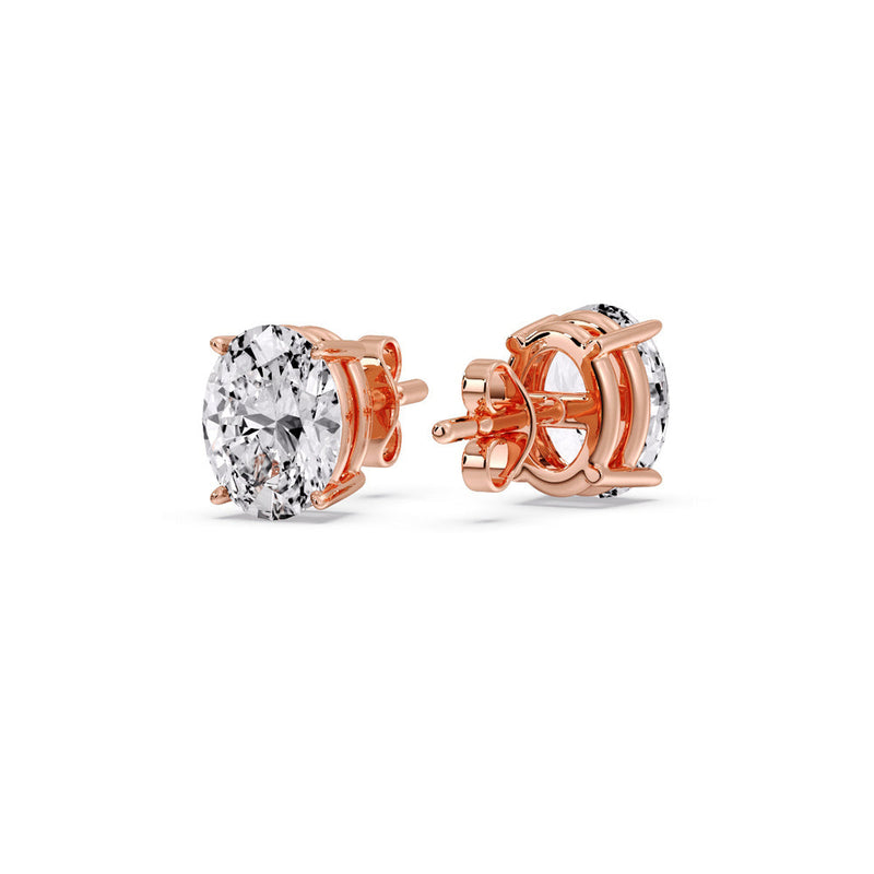 Classic Four Prong Oval Diamond Solitaire Stud Earrings (1.00 Ct - 10.00 Ct)