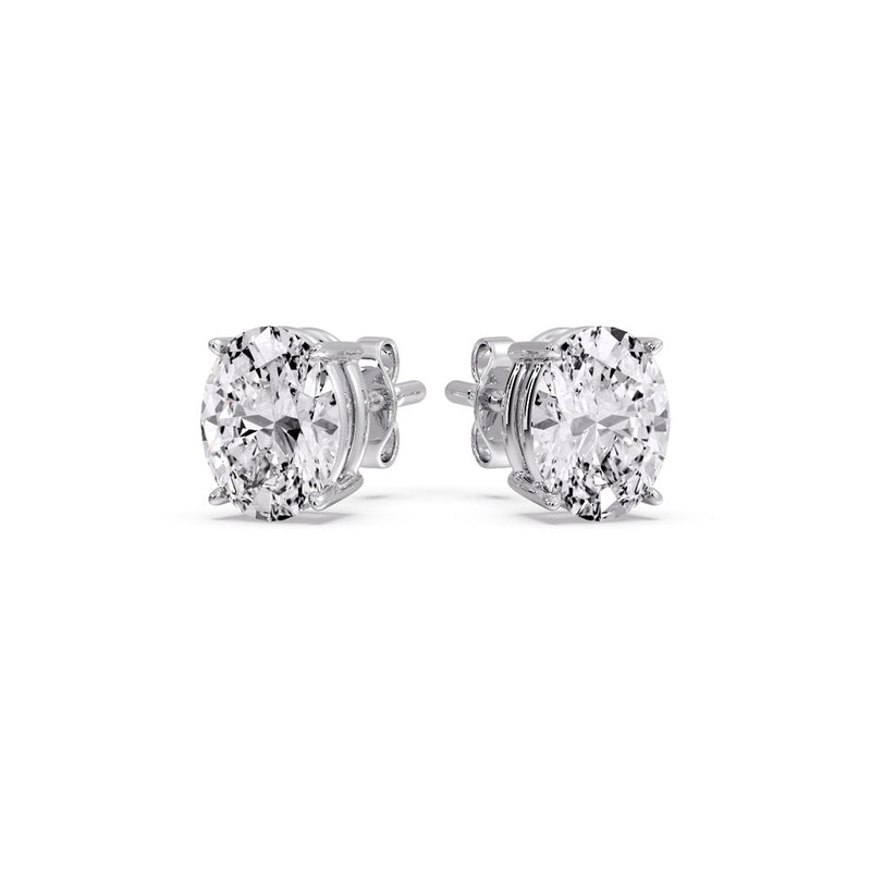 Classic Four Prong Oval Diamond Solitaire Stud Earrings (1.00 Ct - 10.00 Ct)
