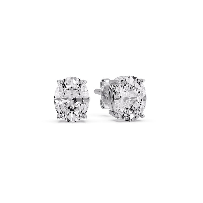 Classic Four Prong Oval Diamond Solitaire Stud Earrings (1.00 Ct - 10.00 Ct)