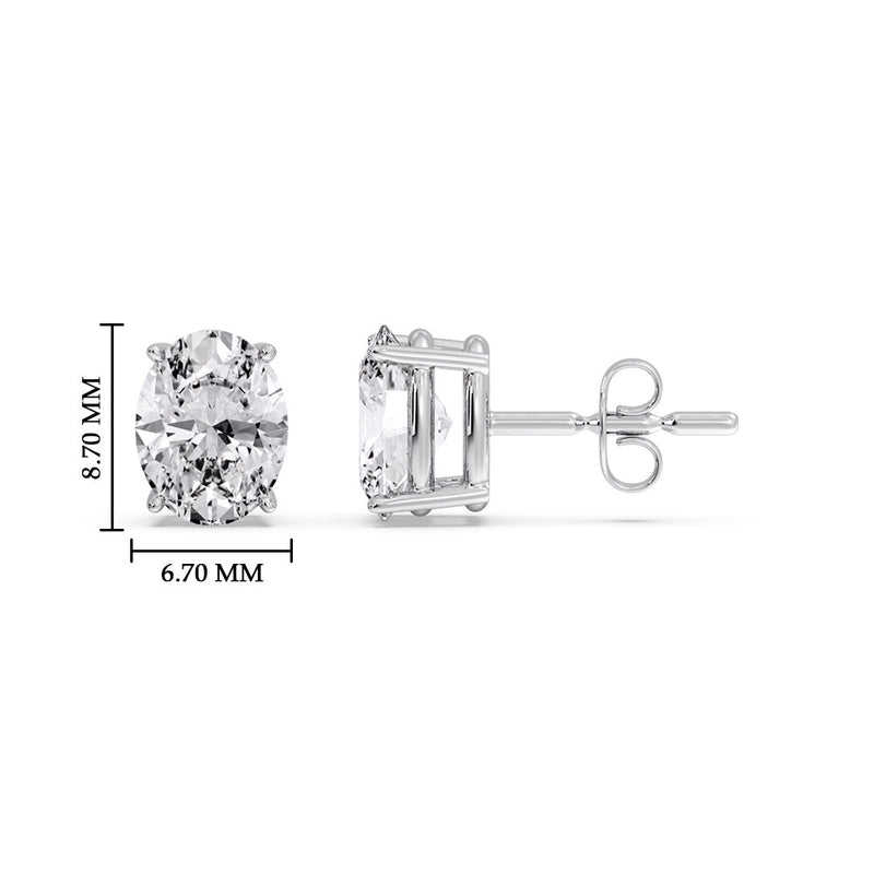 Classic Four Prong Oval Diamond Solitaire Stud Earrings (1.00 Ct - 10.00 Ct)
