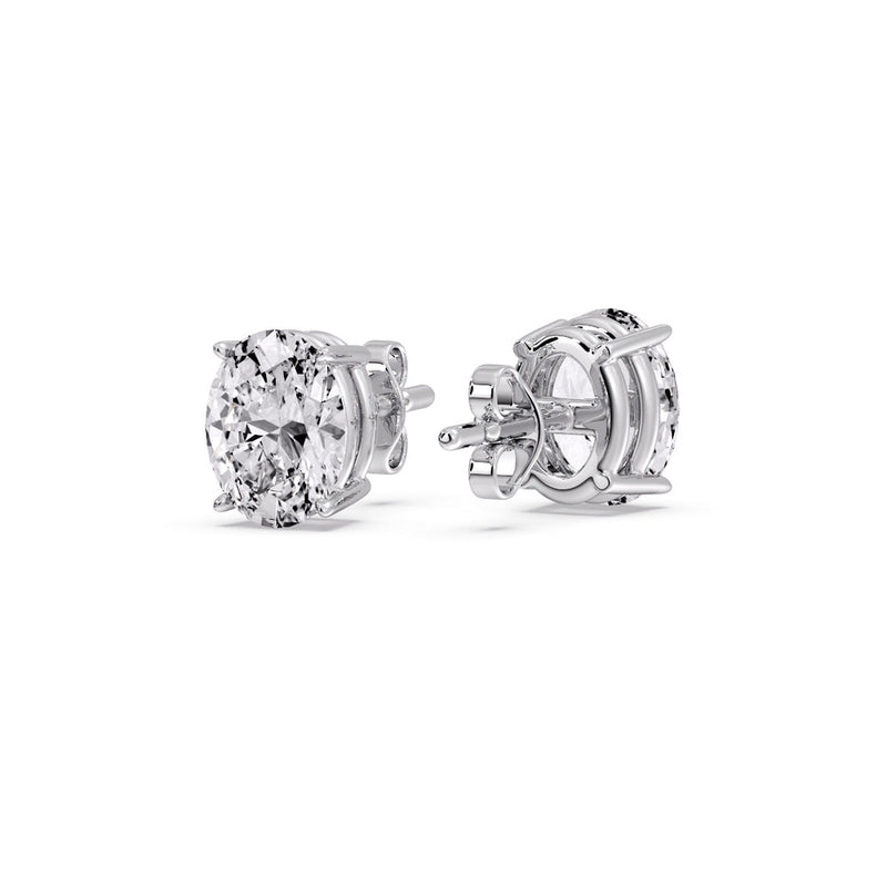 Classic Four Prong Oval Diamond Solitaire Stud Earrings (1.00 Ct - 10.00 Ct)