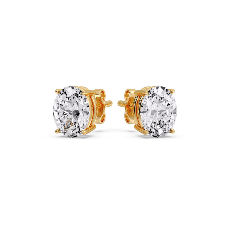 Classic Four Prong Oval Diamond Solitaire Stud Earrings (1.00 Ct - 10.00 Ct)