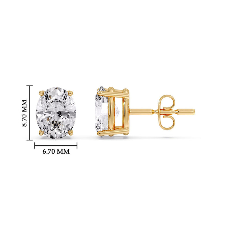 Classic Four Prong Oval Diamond Solitaire Stud Earrings (1.00 Ct - 10.00 Ct)