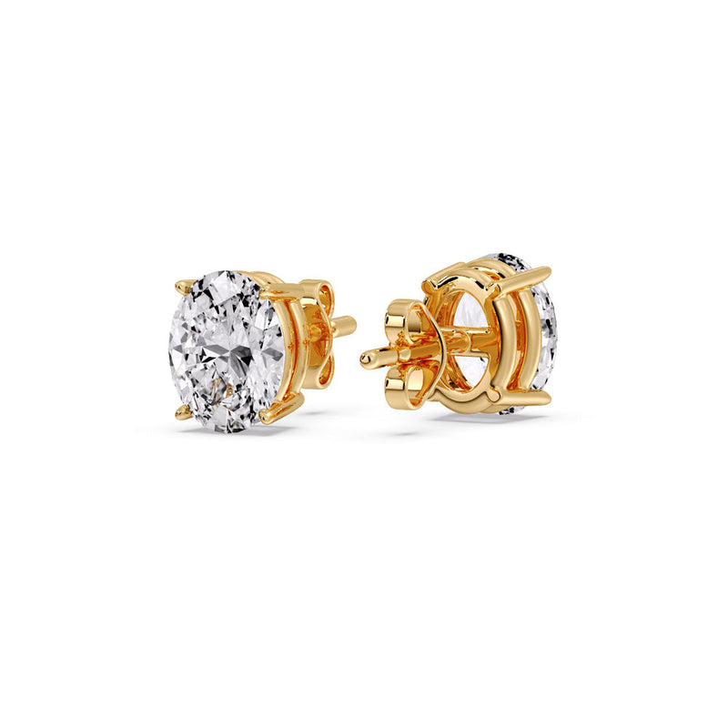 Classic Four Prong Oval Diamond Solitaire Stud Earrings (1.00 Ct - 10.00 Ct)