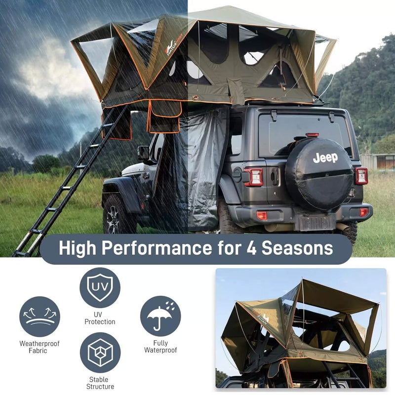 Naturnest Andromeda Green Soft Shell Rooftop Tent With Large Panoramic Skylight & YKK Doors (SAK50612)