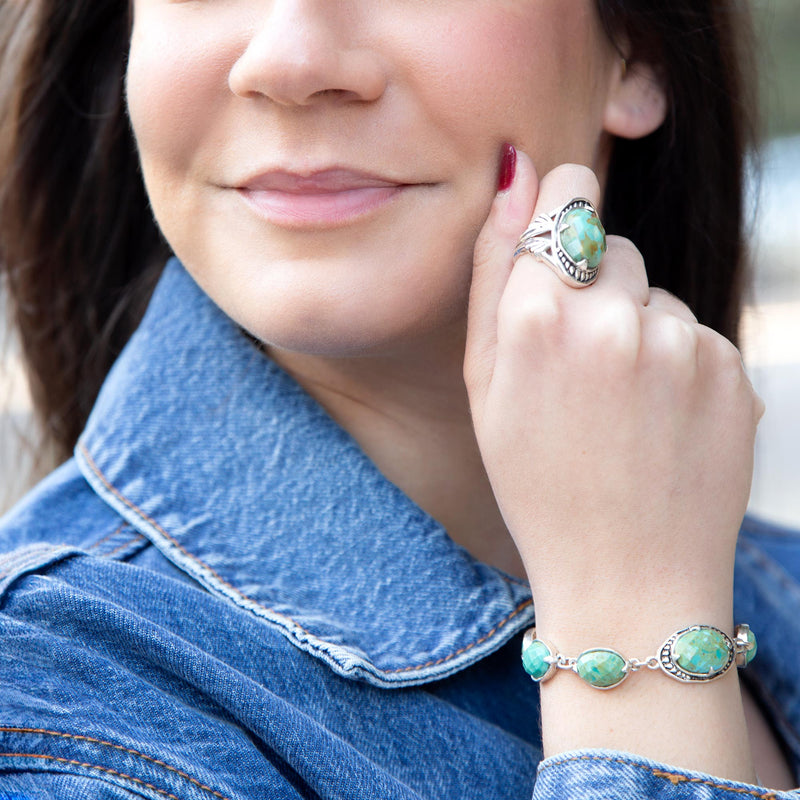 Sweet Dreams Faceted Blue Turquoise and Sterling Silver Ring