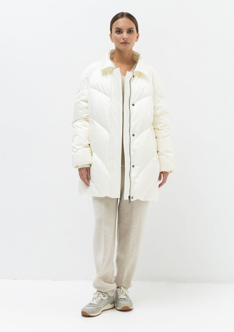 Genuine Silver Fox Fur Belted Down Parka