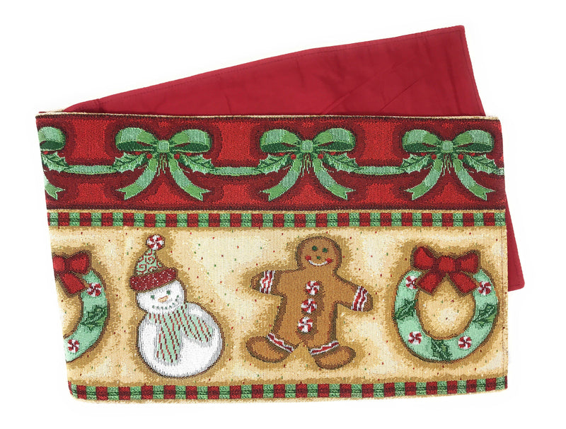 DaDa Bedding Set of 8 Pieces Gingerbread Sweets Holiday Table Tapestry - 4 Placemats, 2 Table Runners, 2 Throw Pillow Covers (12917)