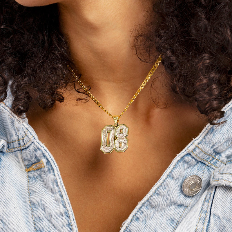 Iced Out Varsity Number Necklace