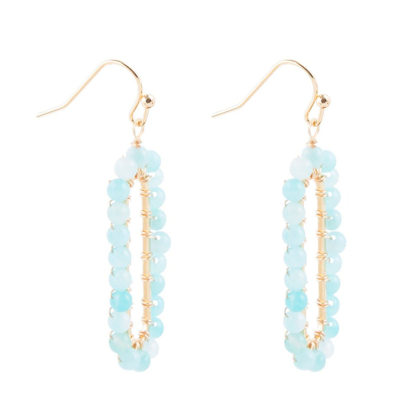 Teal Agate Endless Loop Earrings