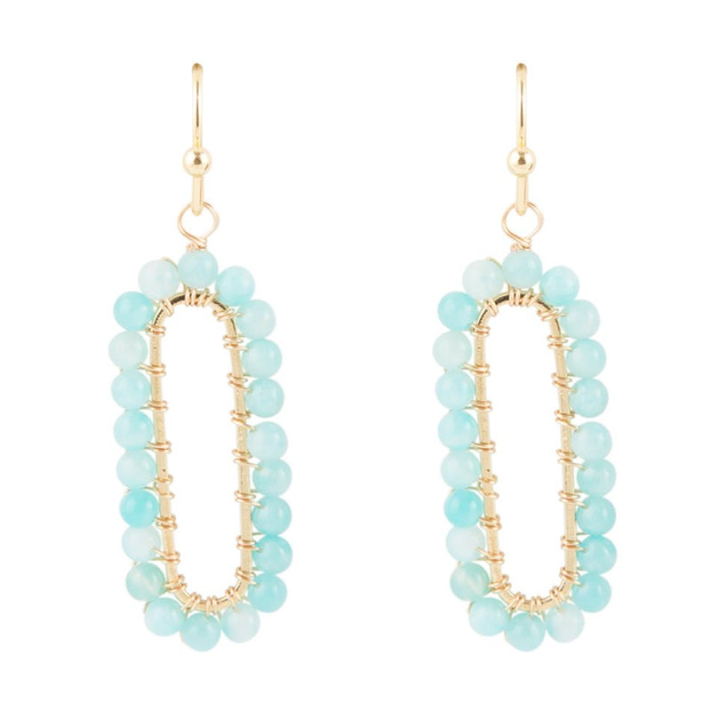 Teal Agate Endless Loop Earrings