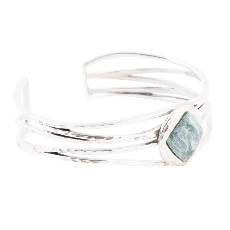 Terra Green Seraphinite and Sterling Silver Cuff Bracelet