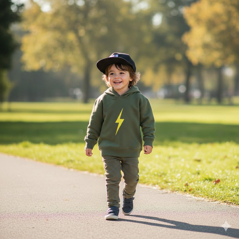 THE SPARK NEON YELLOW HOODIE - ARMY GREEN