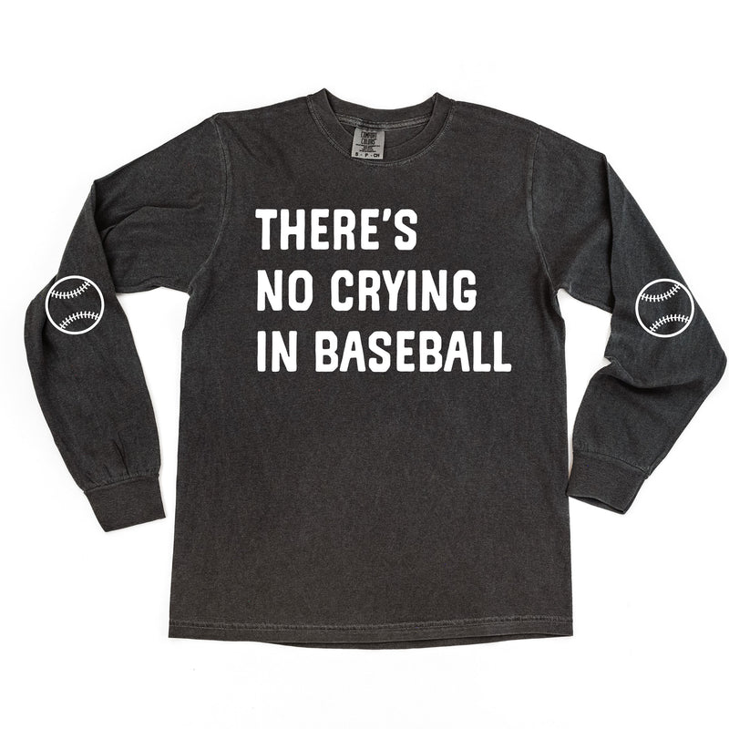 There's No Crying In Baseball (elbows) - Custom Number - LONG SLEEVE Comfort Colors Tee