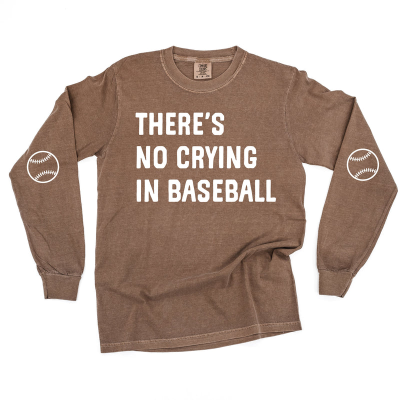 There's No Crying In Baseball (elbows) - Custom Number - LONG SLEEVE Comfort Colors Tee