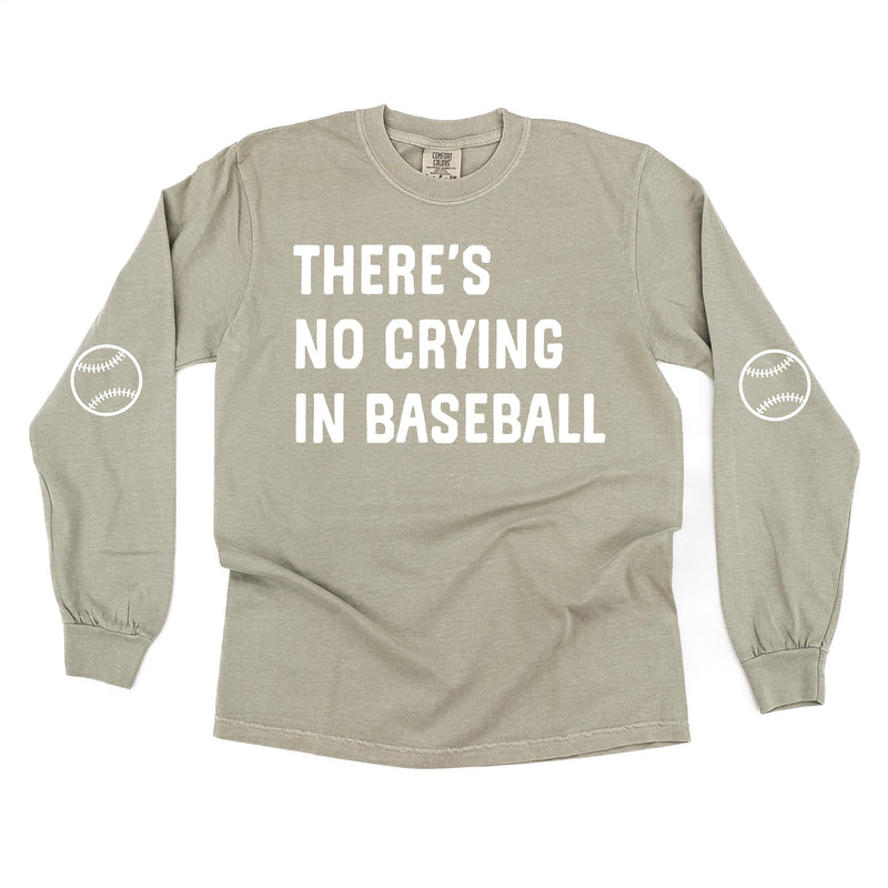 There's No Crying In Baseball (elbows) - Custom Number - LONG SLEEVE Comfort Colors Tee