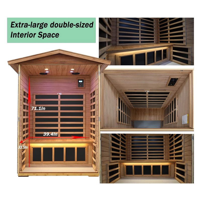 Thermora Ignis 2-Person Ultra-Low EMF Mahogany Outdoor Infrared Sauna With Bluetooth Speakers (SAK43021)