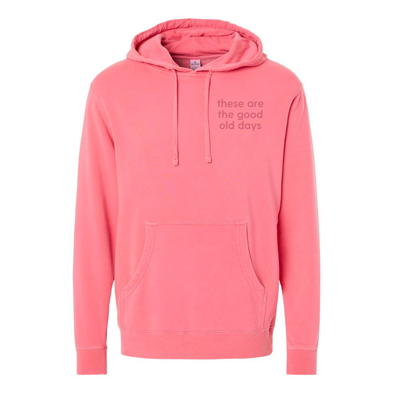 Embroidered PIGMENT HOODIE - Tone on Tone - These Are The Good Old Days