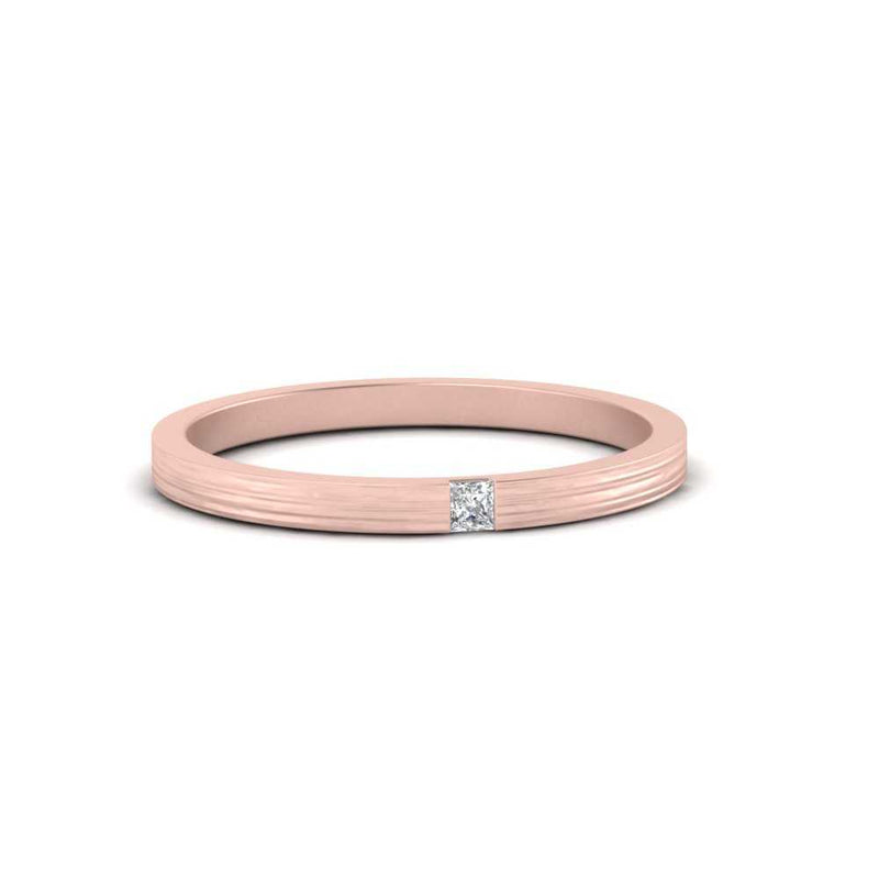 Thin Princess Cut Mens Band Ring