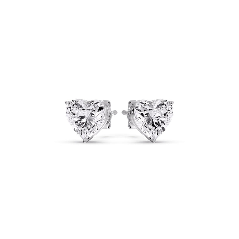 3 Prong Heart Shaped Diamond Solitaire Stud Earring in Basket Setting