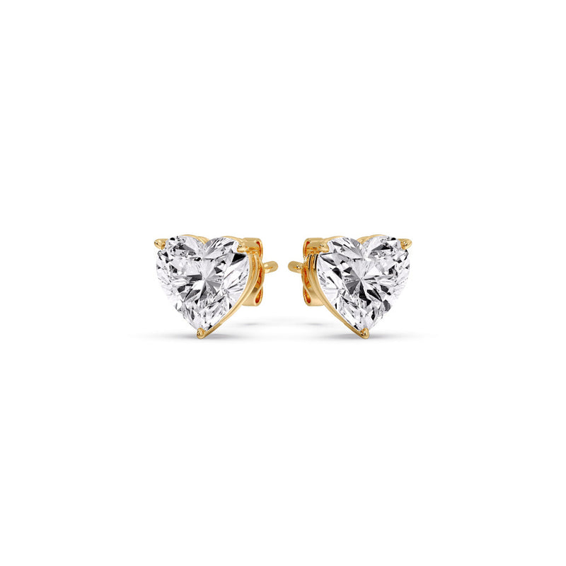 3 Prong Heart Shaped Diamond Solitaire Stud Earring in Basket Setting
