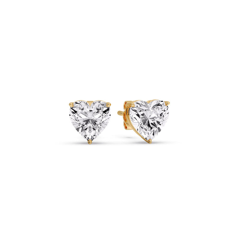 3 Prong Heart Shaped Diamond Solitaire Stud Earring in Basket Setting