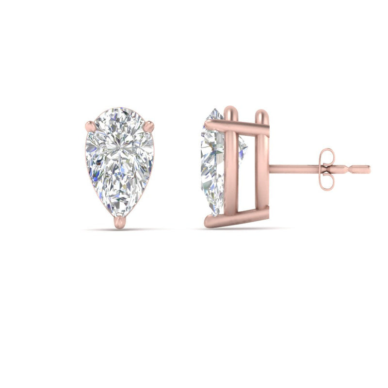 Three-Prong Pear Diamond Solitaire Stud Earrings (1.00ct - 10.00ct)