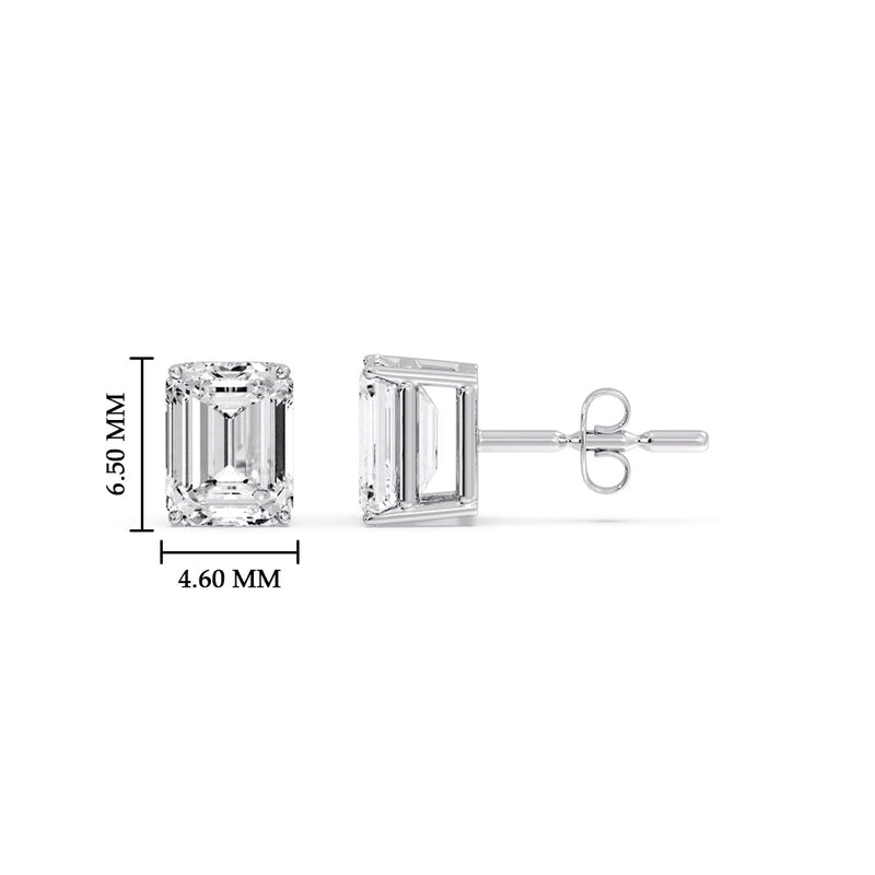 Certified Emerald Cut Diamond Solitaire Stud Earrings