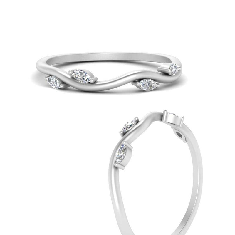 Vine Marquise Simple Wedding Band