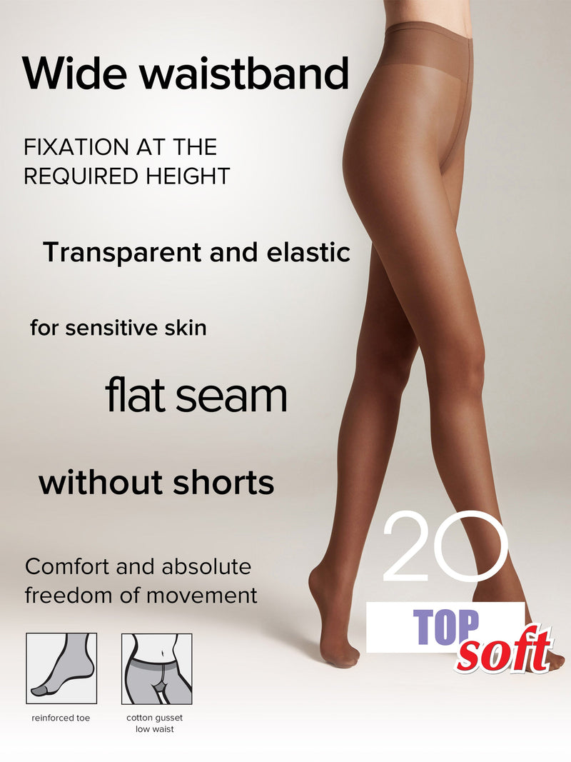 Tights Conte Top Soft 20 Den - Adjustable Fit for Sensitive Skin
