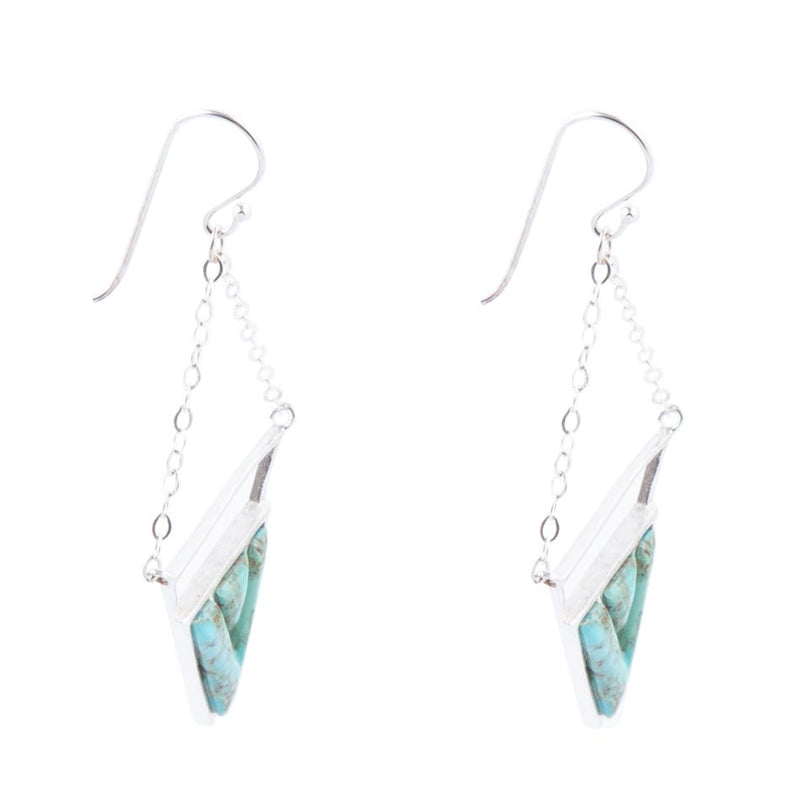 Trapeze Blue Turquoise and Sterling Silver Earrings